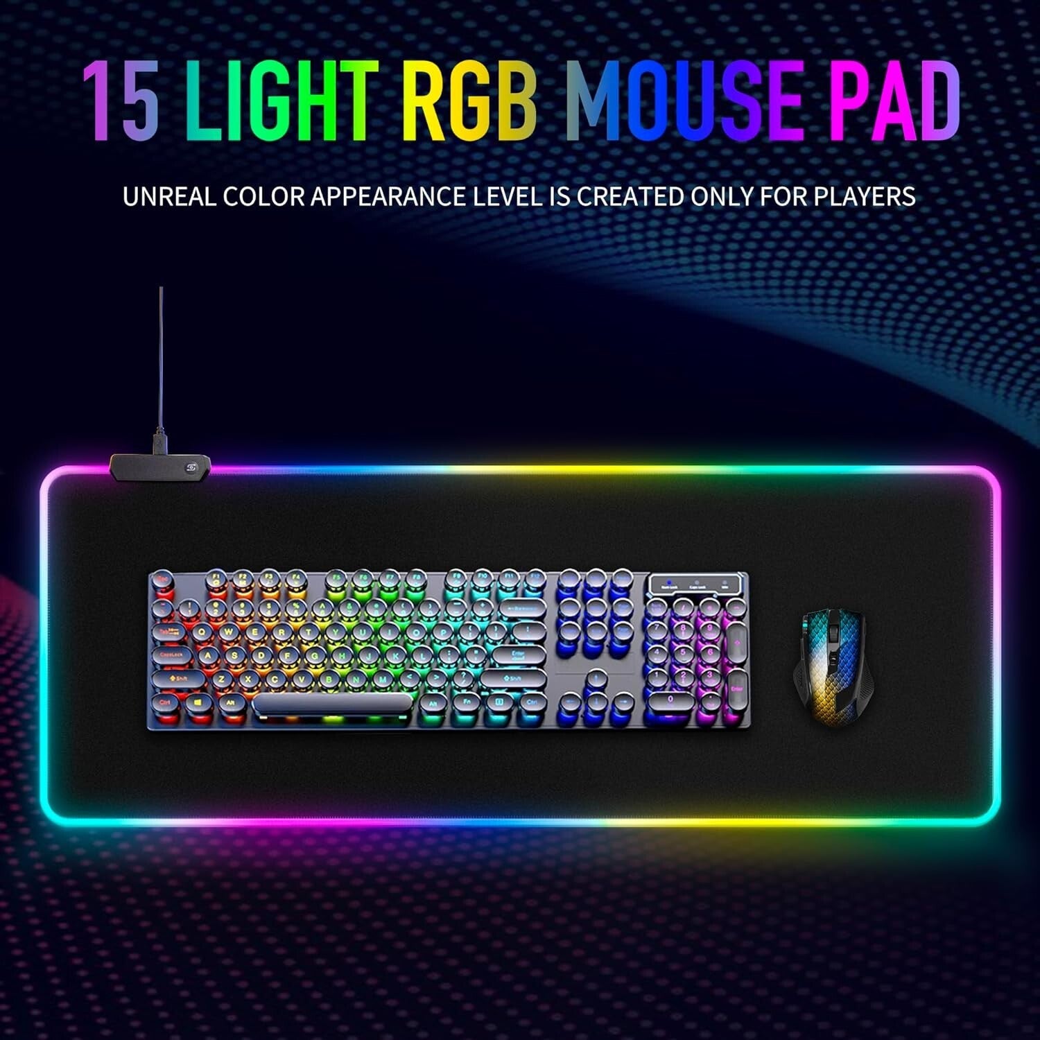 Large RGB Gaming Mouse Pad 15 Light Modes Extended Desk Mat
