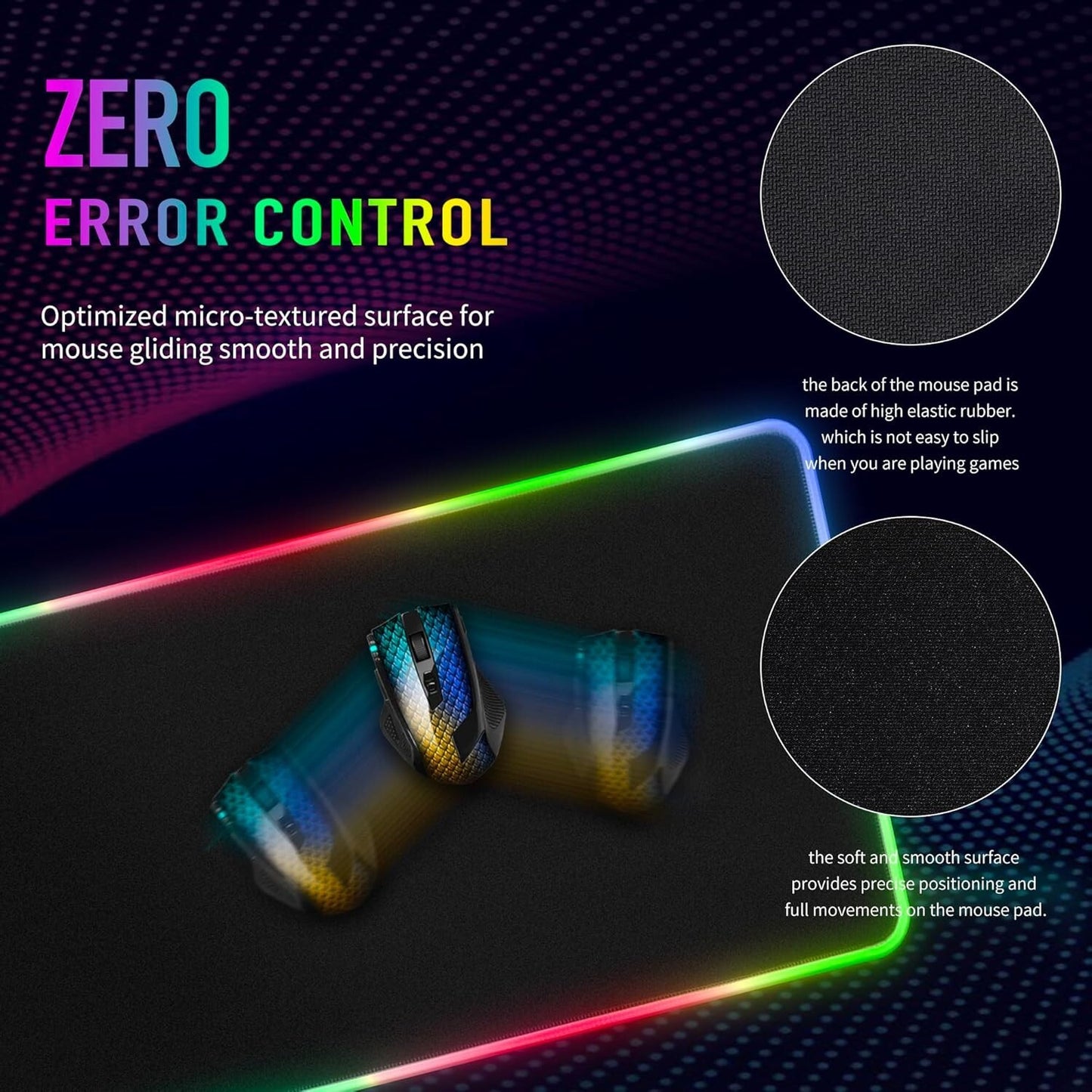 Large RGB Gaming Mouse Pad 15 Light Modes Extended Desk Mat