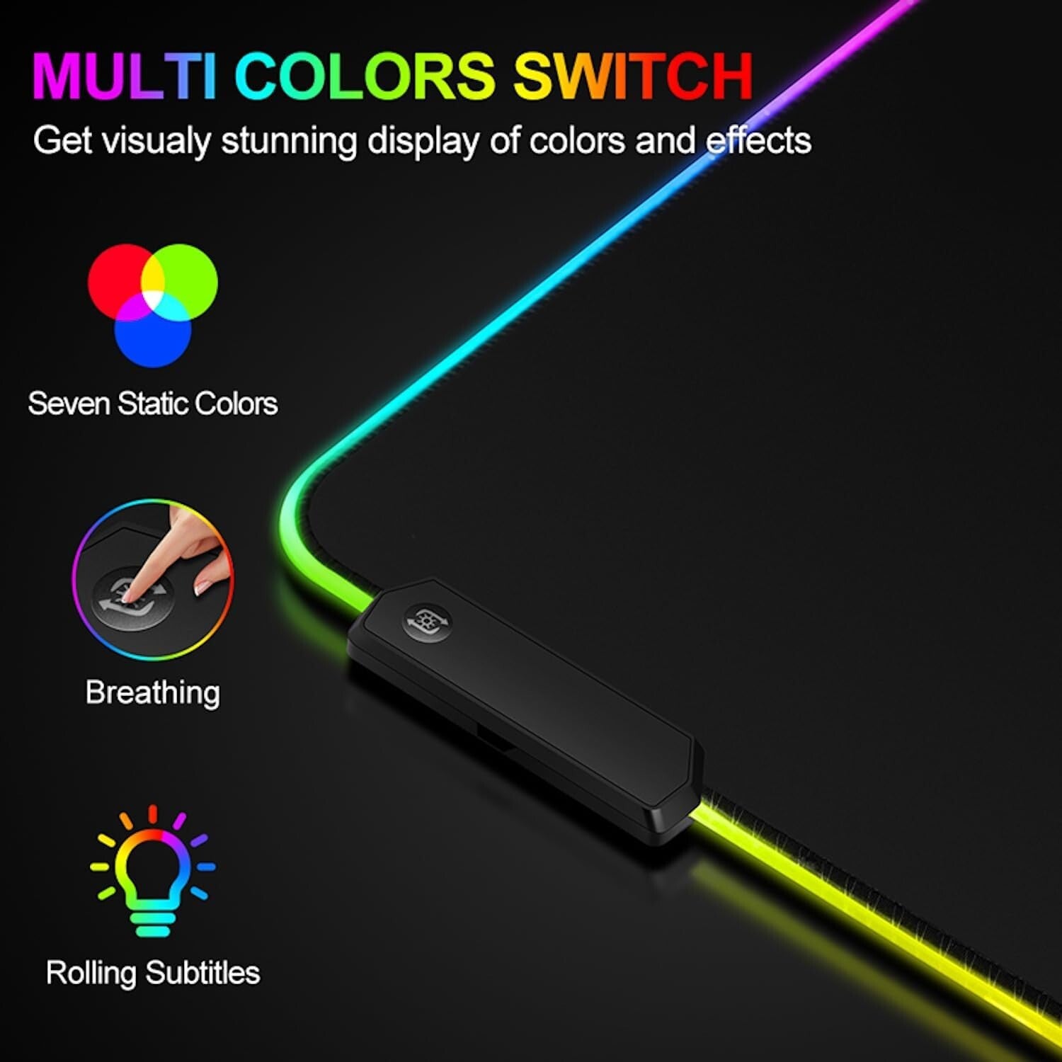 Large RGB Gaming Mouse Pad 15 Light Modes Extended Desk Mat