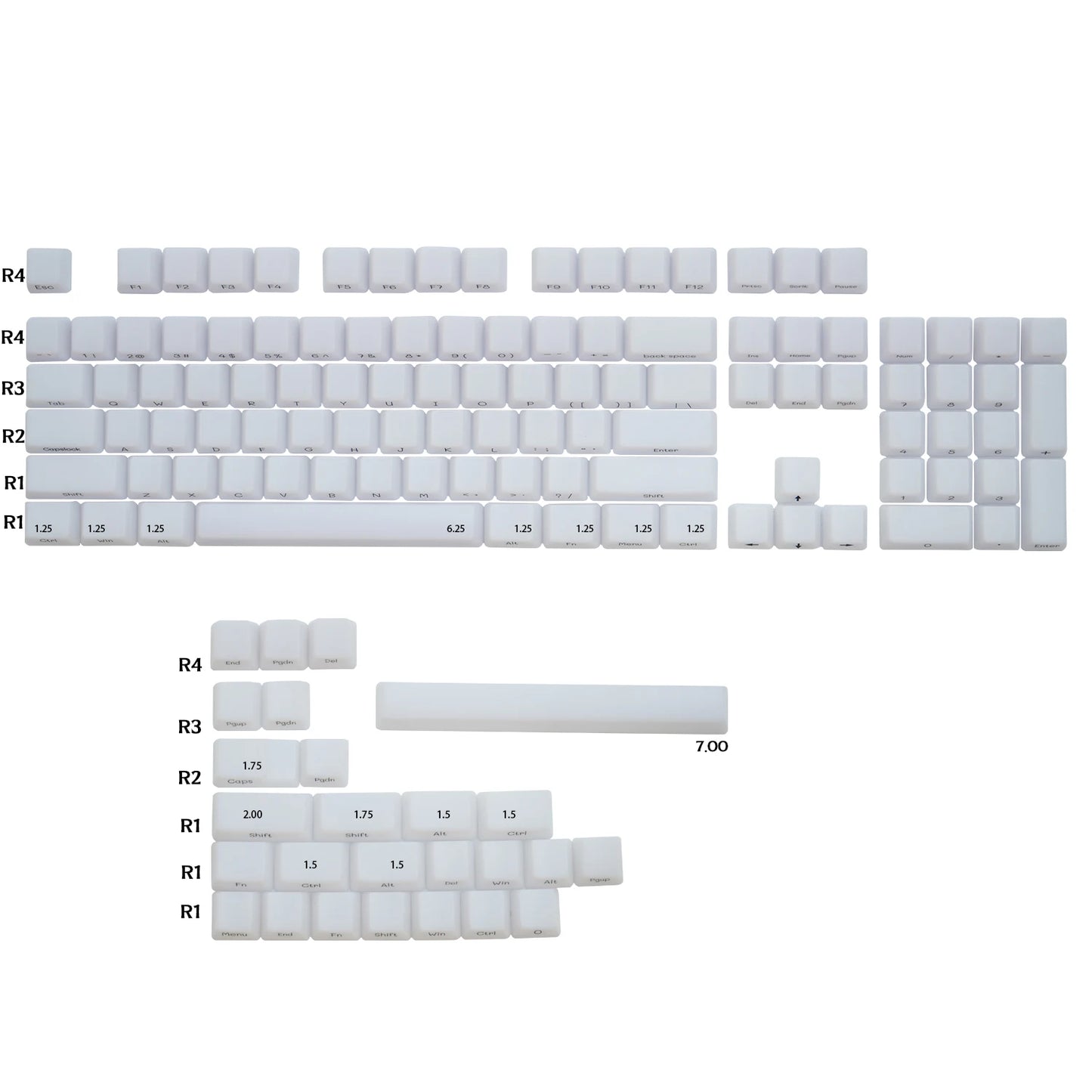 JCM Fog Kermeates Keycap Silk Screen Transparent Keycap OEM Profile 130 Keys for Cherry MX Mechanical Keyboard 7U Space Key